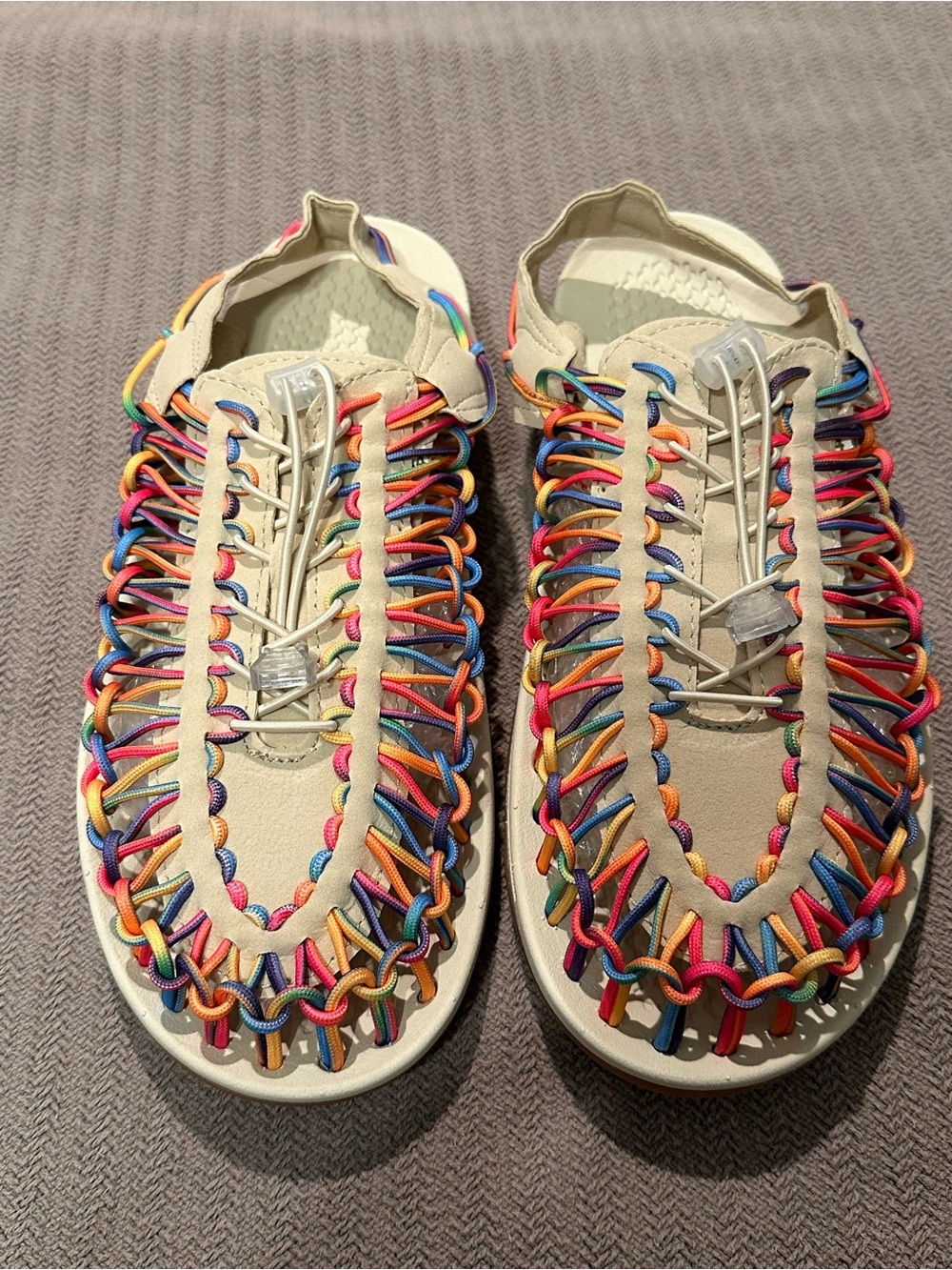 Rainbow Rope Sandals on Cream Base. Mens or Womens
